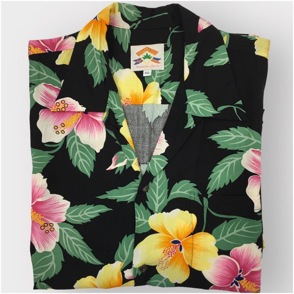 Vintage Pineapple Juice Hawaiian Button Up‎ Shirt Rayon Mens Size XL Camp Cruise